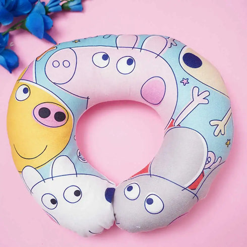 Personalized Cartoon Printed Neck Pillow with Box Pouch Combo for Kids